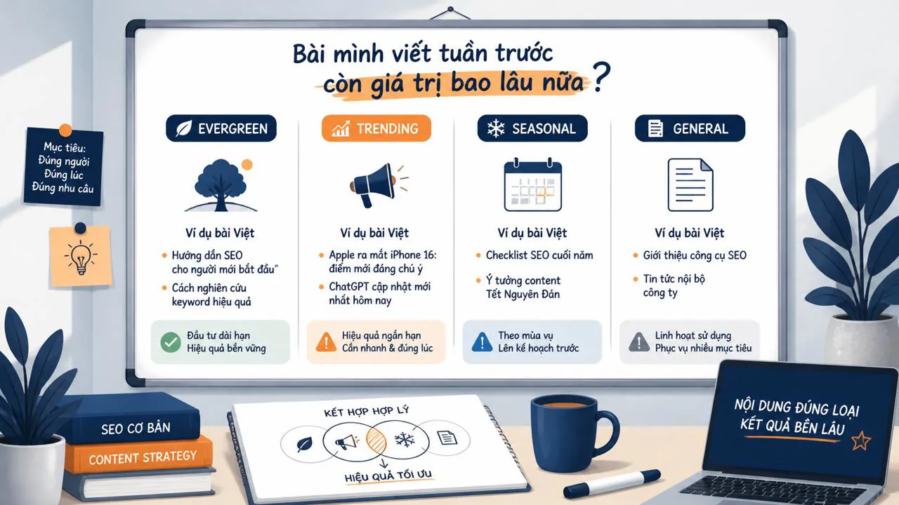 Bảng 4 loại nội dung SEO cho người mới