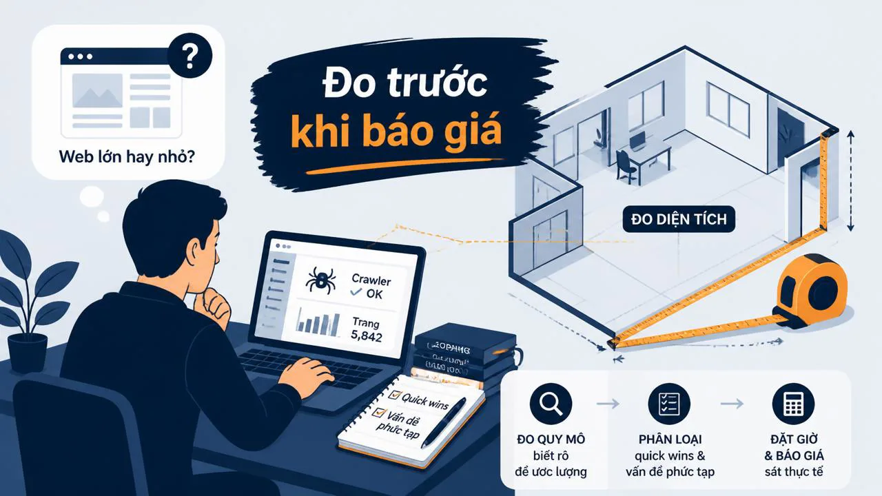 Freelancer đo quy mô website trước khi báo giá