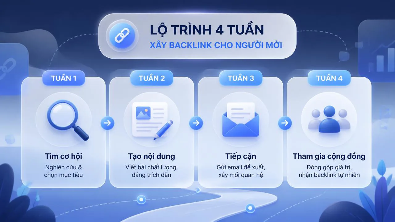 Lộ trình 4 tuần xây backlink cho người mới