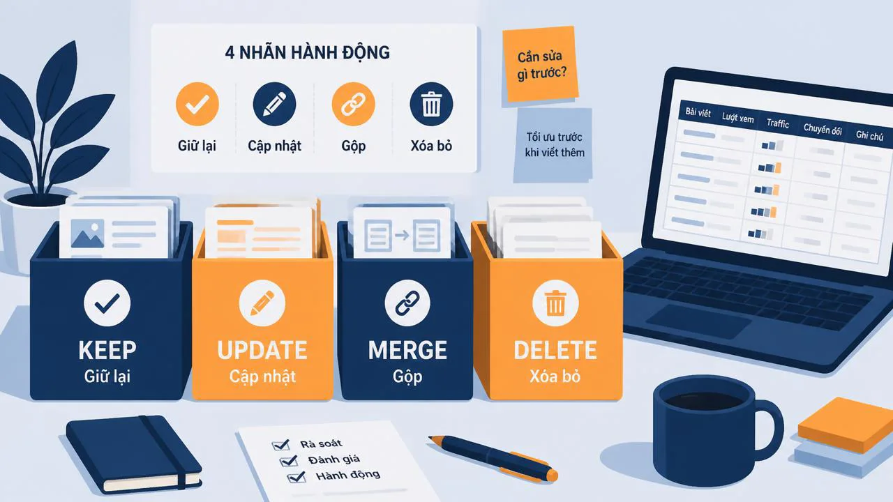 Bốn nhóm hành động keep update merge delete
