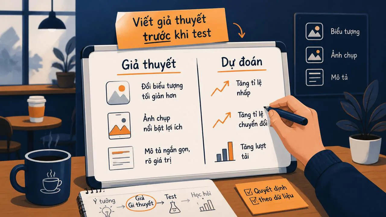 Bảng ghi giả thuyết và dự đoán trước khi chạy A/B test