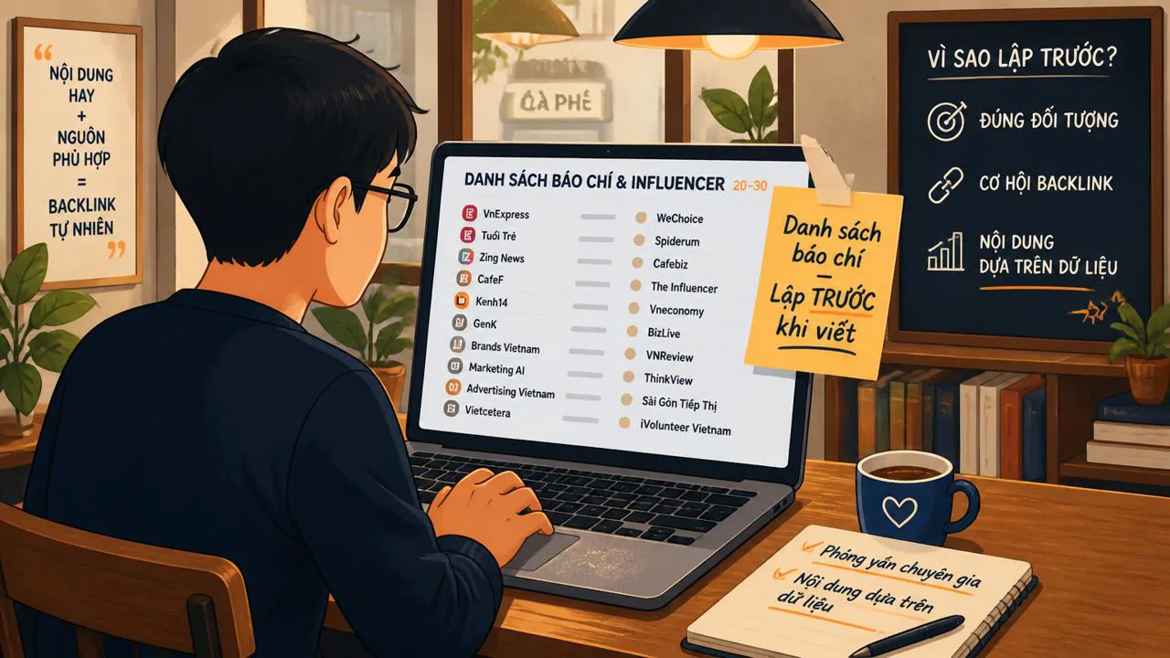 Người làm SEO lập danh sách báo chí trước khi viết nghiên cứu