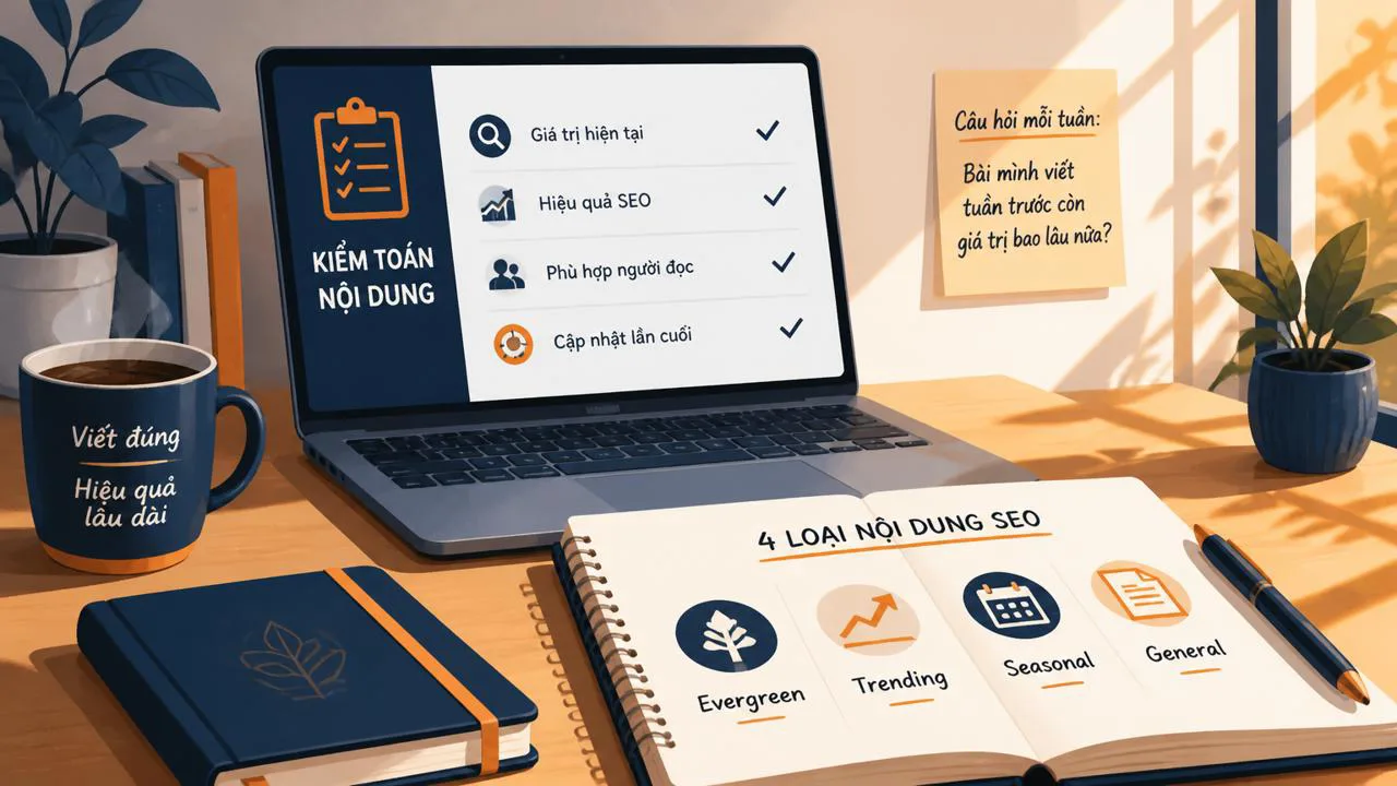 Bàn làm việc kiểm toán nội dung SEO