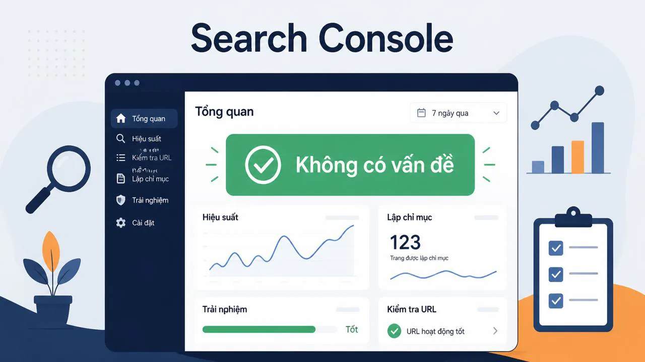 Màn hình Google Search Console hiển thị trạng thái an toàn
