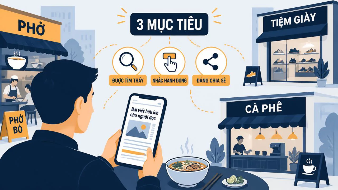 Người đọc bài SEO trên điện thoại