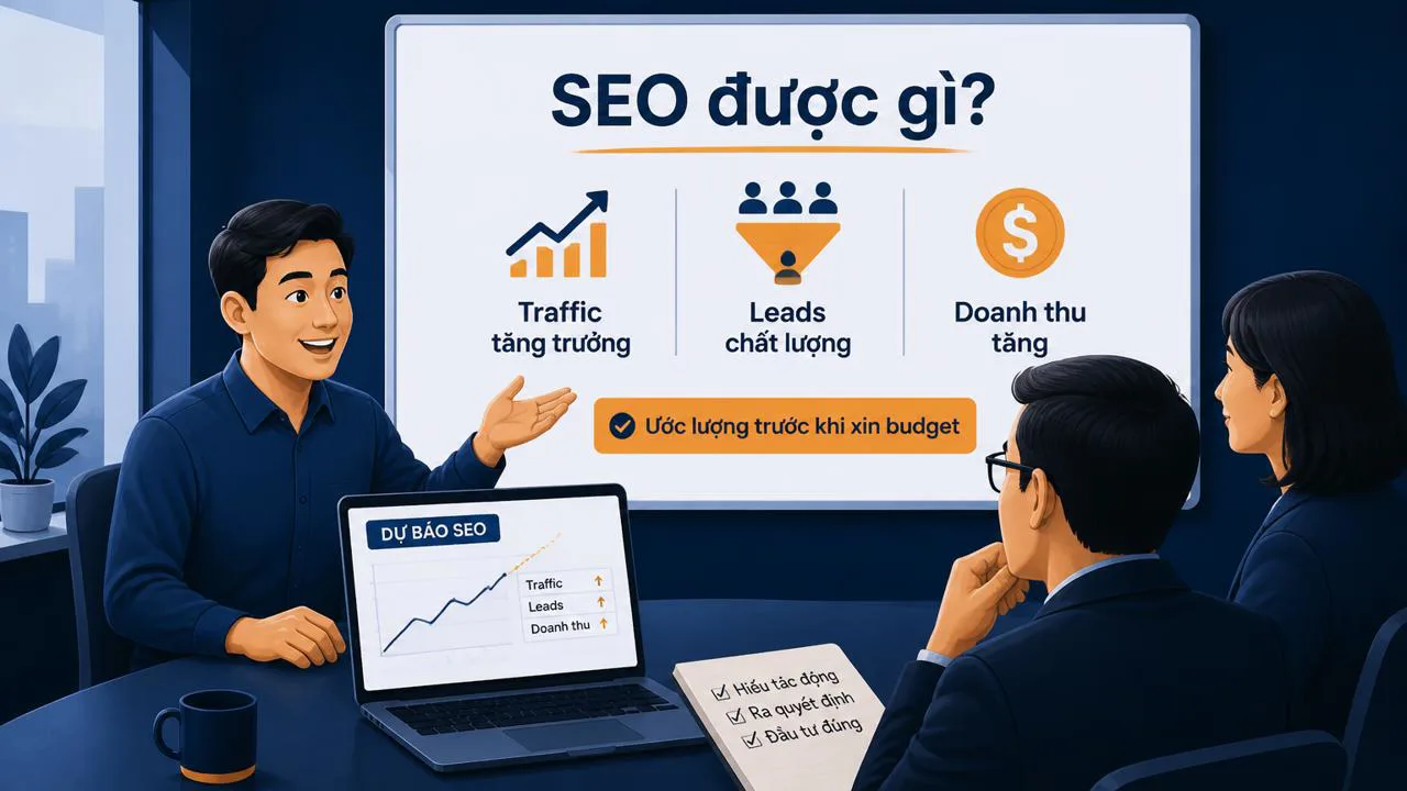 Người làm SEO trình bày bản dự báo cho sếp