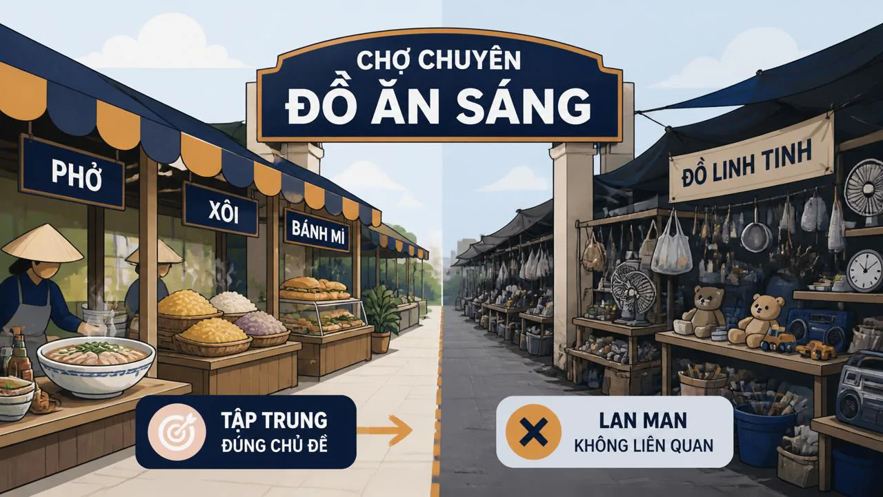 Khu chợ chuyên đồ ăn sáng và khu chợ bán đủ thứ