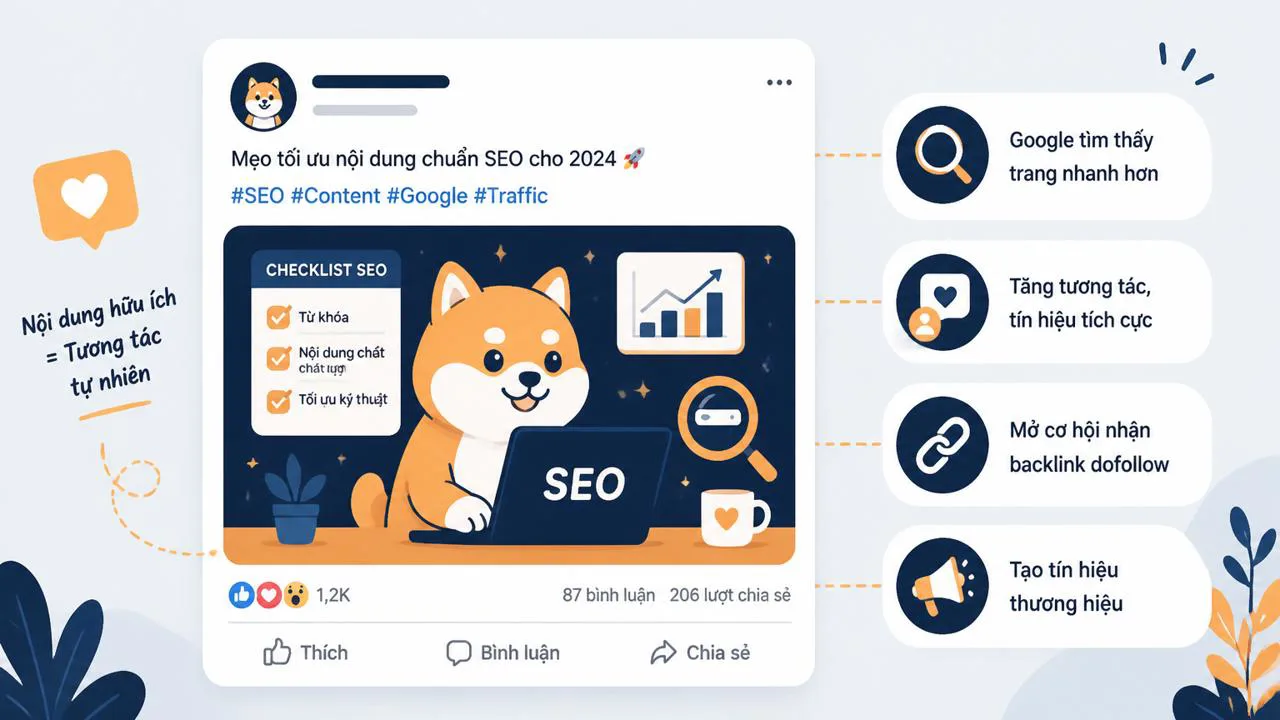 Bài đăng MXH mẫu đã được tối ưu với từ khóa và hashtag