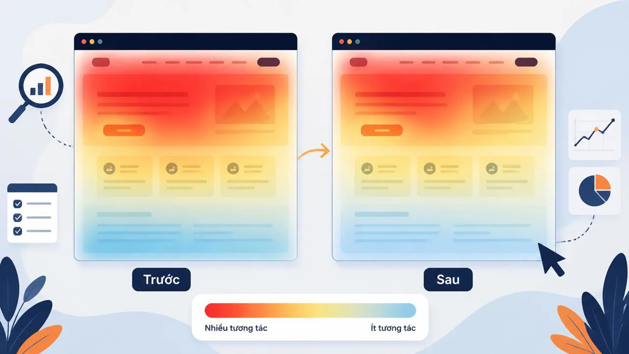 Minh họa heatmap A/B test trang web