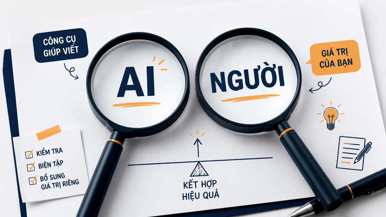 Hình ảnh ẩn dụ về sự khó phân biệt nội dung AI và người viết