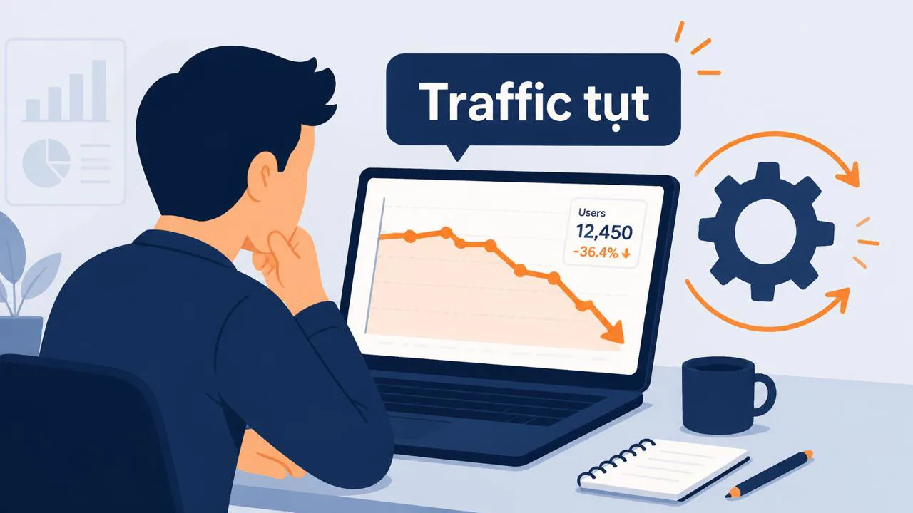 Người dùng nhìn đồ thị traffic tụt