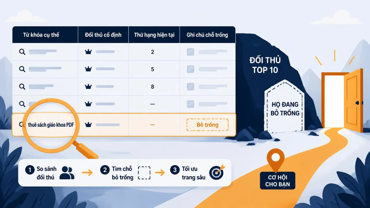 Bảng phân tích vị trí đối thủ trên từng từ khóa cụ thể