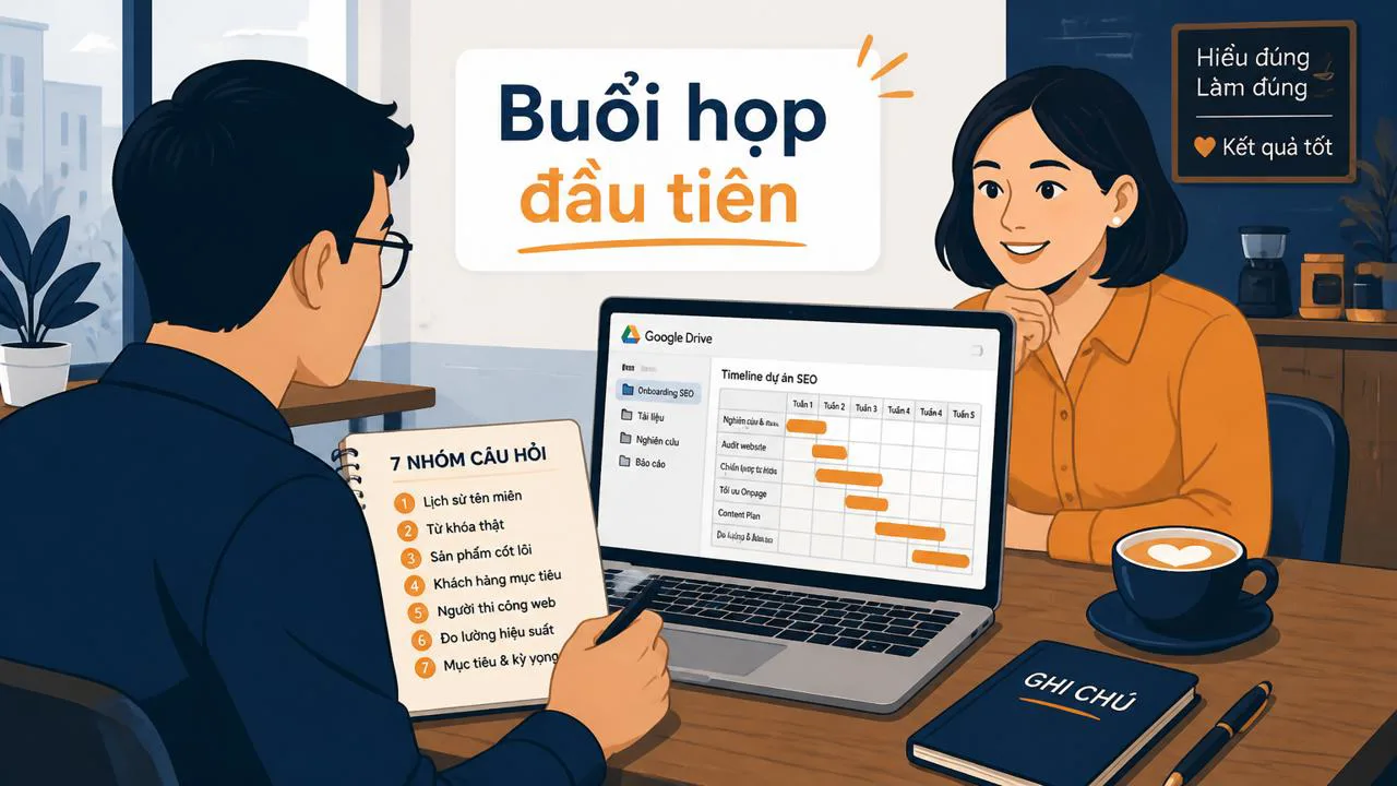 Freelancer SEO khảo sát dự án trong buổi họp đầu tiên