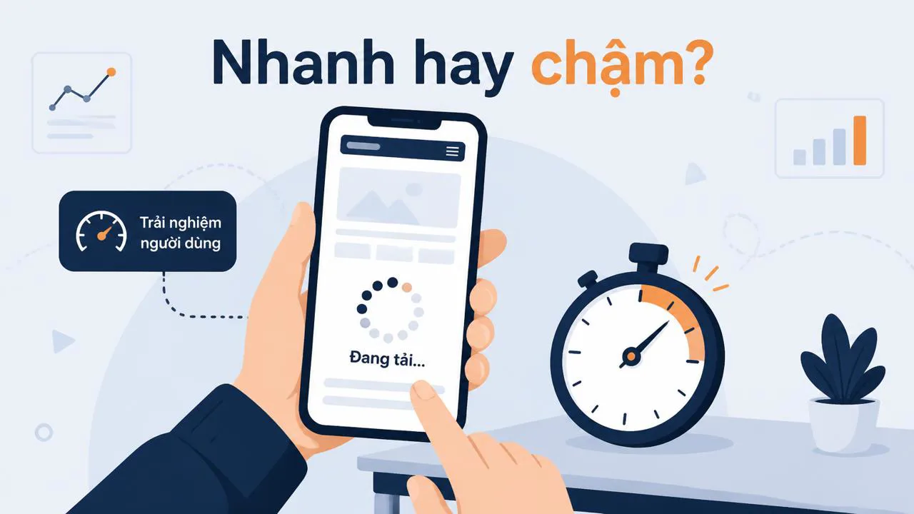 Minh hoạ người dùng mở trang web và đo tốc độ