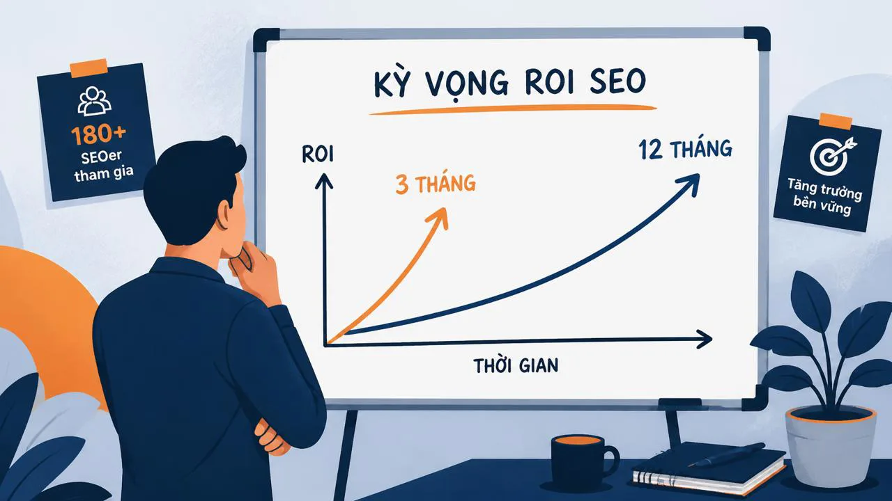 Minh họa kỳ vọng ROI ngắn hạn và dài hạn trong SEO