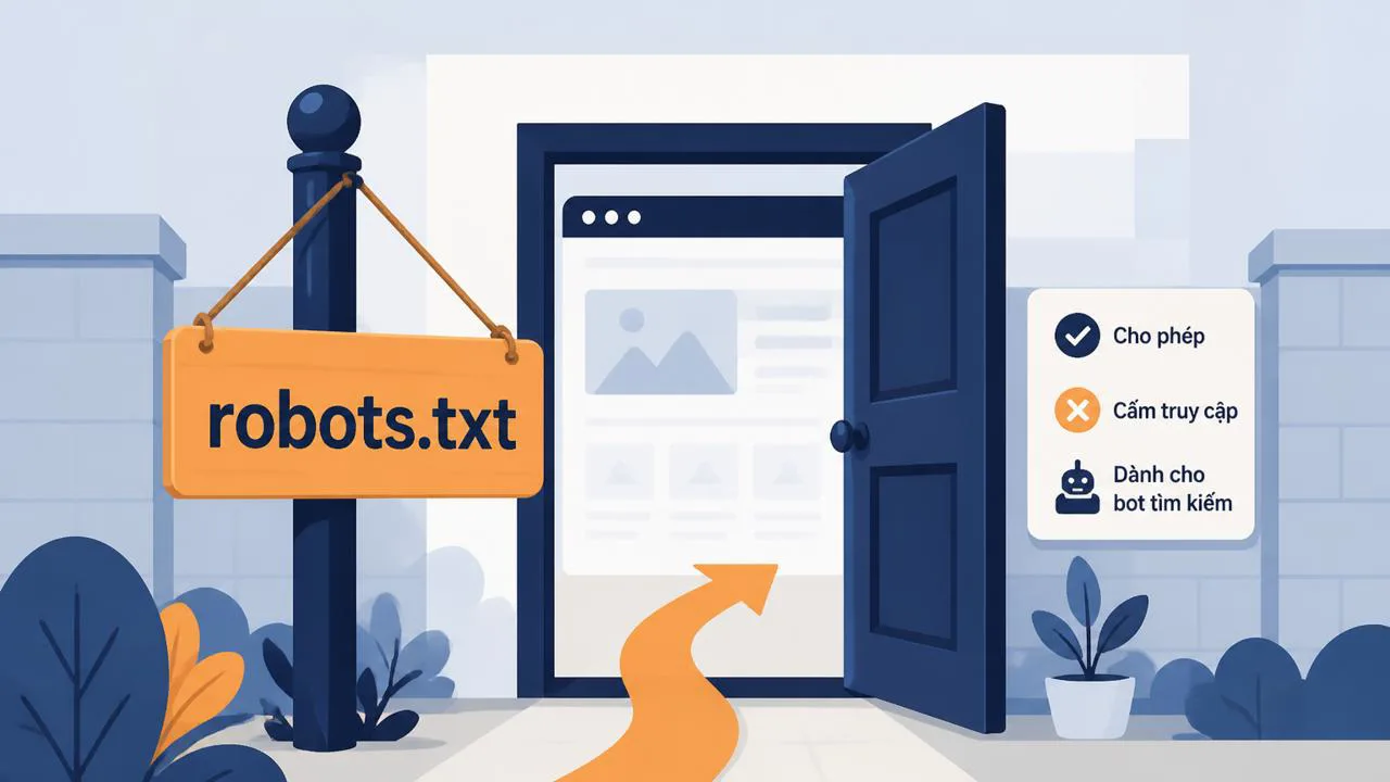 Minh họa tệp robots.txt như tấm biển trước cửa website