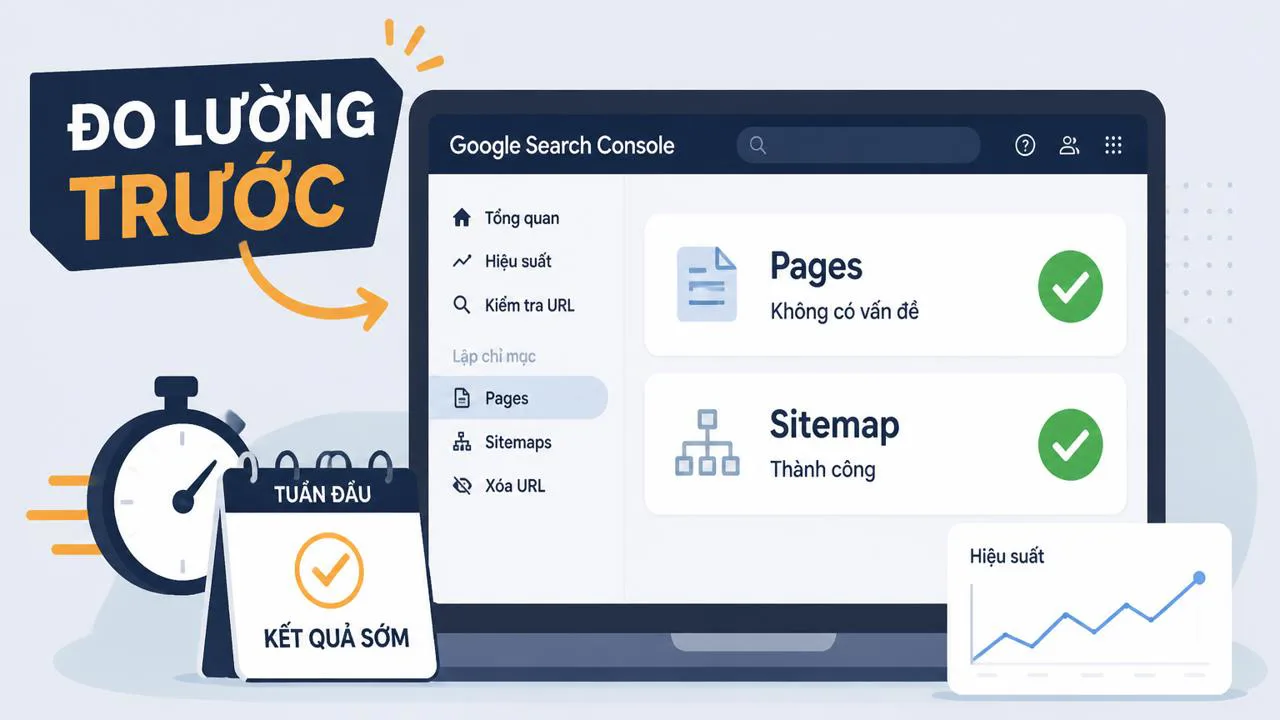 Minh họa Google Search Console với sitemap đã nộp