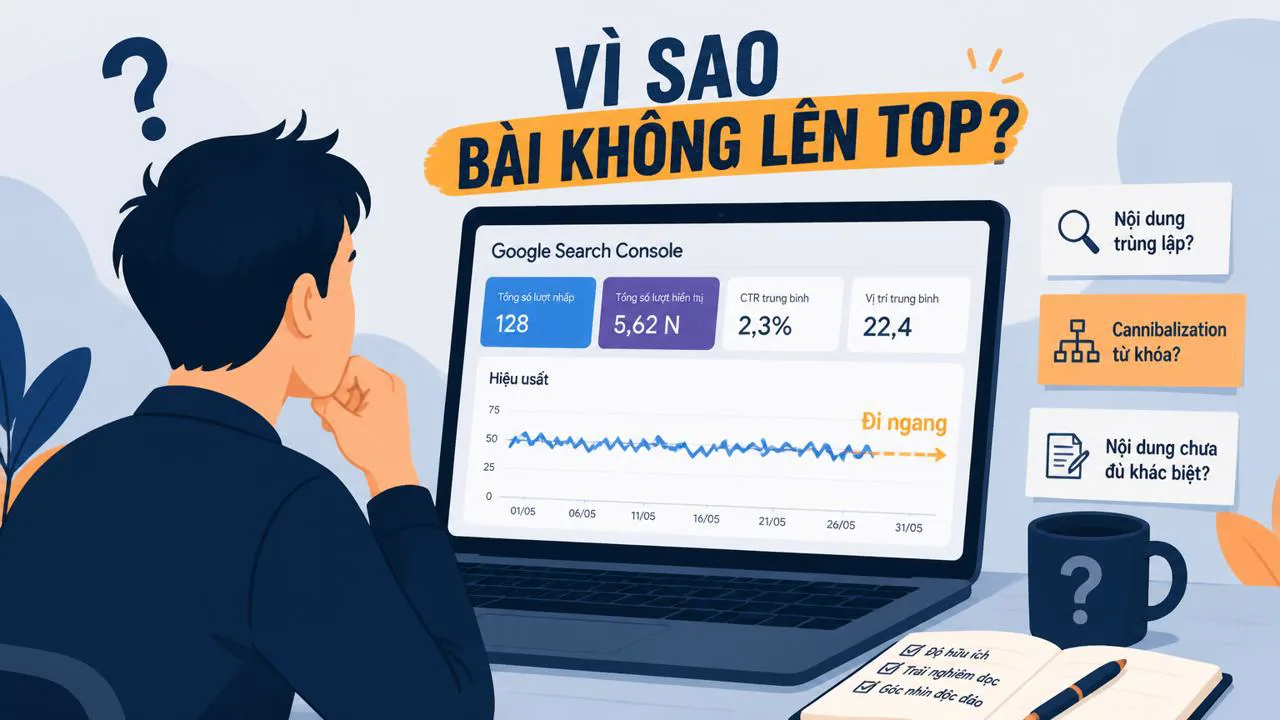 Người viết bài nhìn thống kê Google không tăng thứ hạng