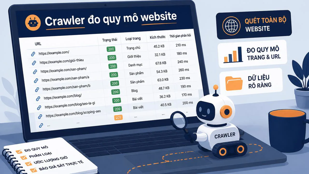 Giao diện web crawler đang quét website