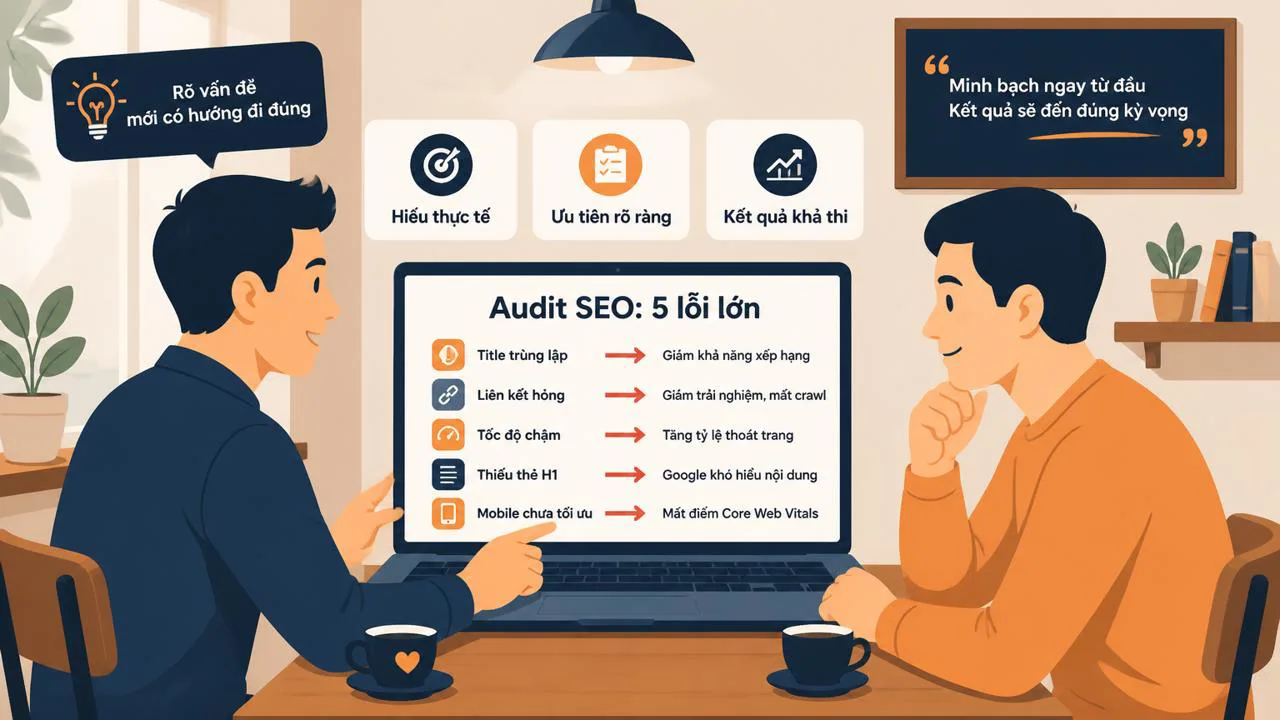 Freelancer trình bày audit SEO cho khách