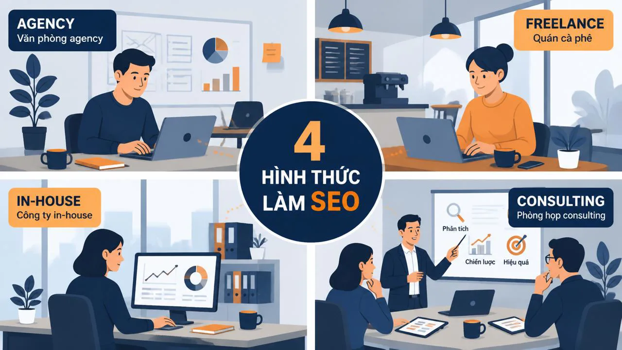 Bốn hình thức làm việc SEO phổ biến