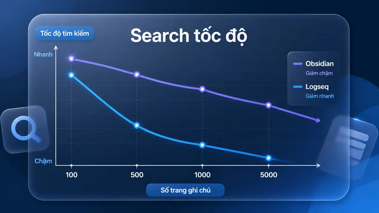So sánh tốc độ search khi kho ghi chú phình to