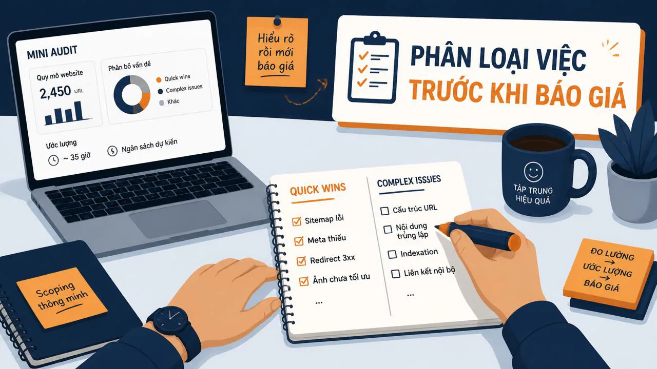 Freelancer phân loại quick wins và complex issues