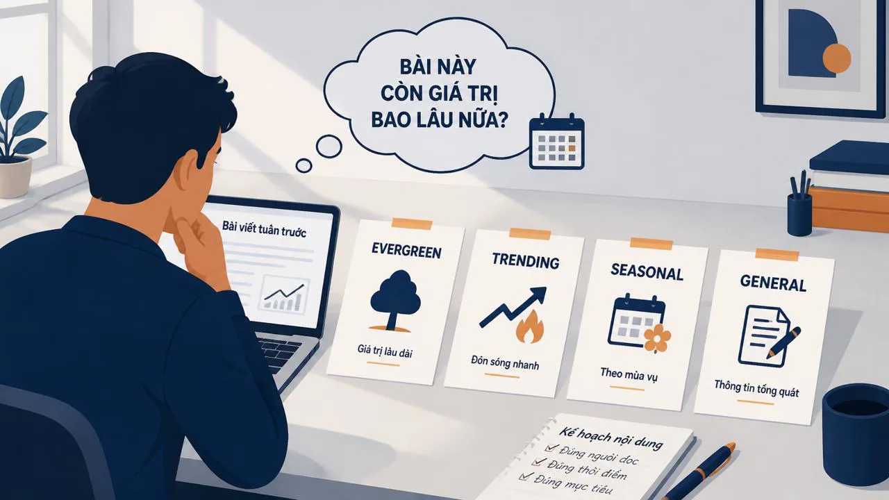Bốn loại nội dung SEO xếp thành hàng