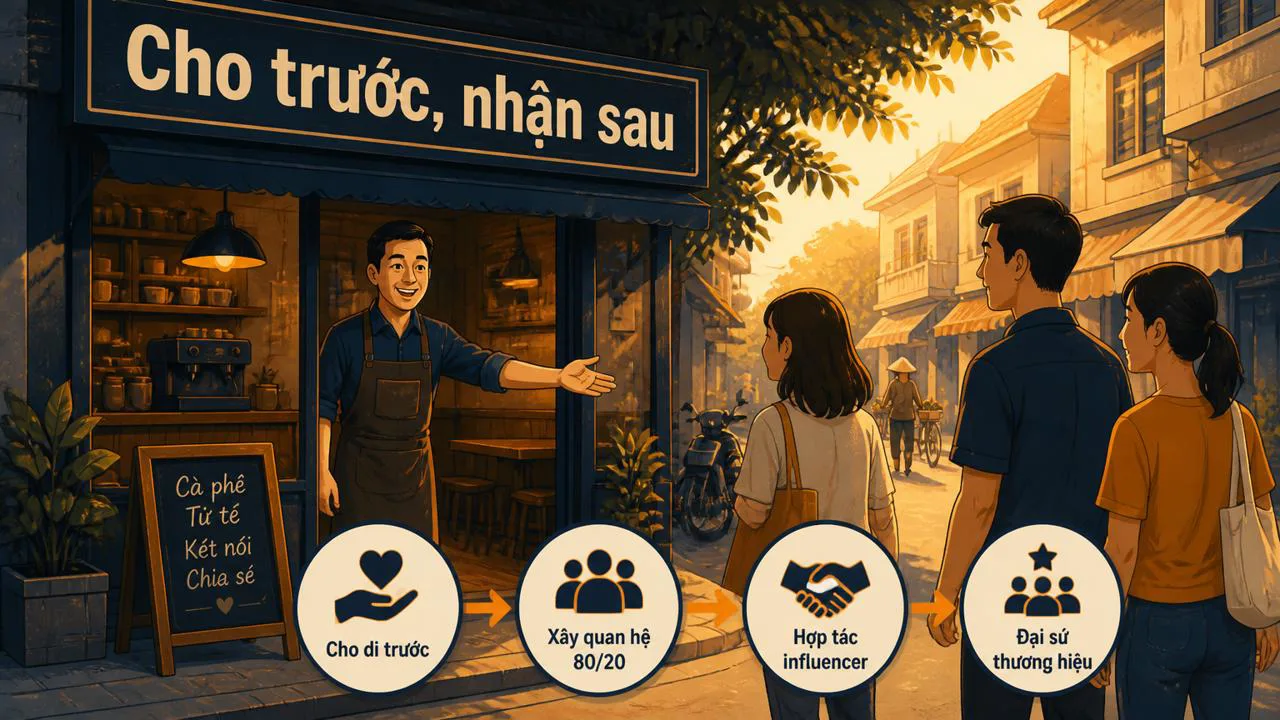 Quán cà phê nhỏ mời khách quen vào uống nước