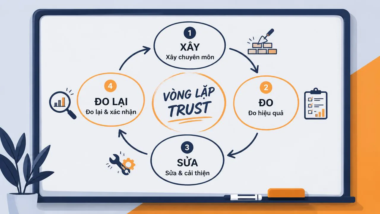 Sơ đồ vòng lặp 4 bước Xây Đo Sửa Đo lại