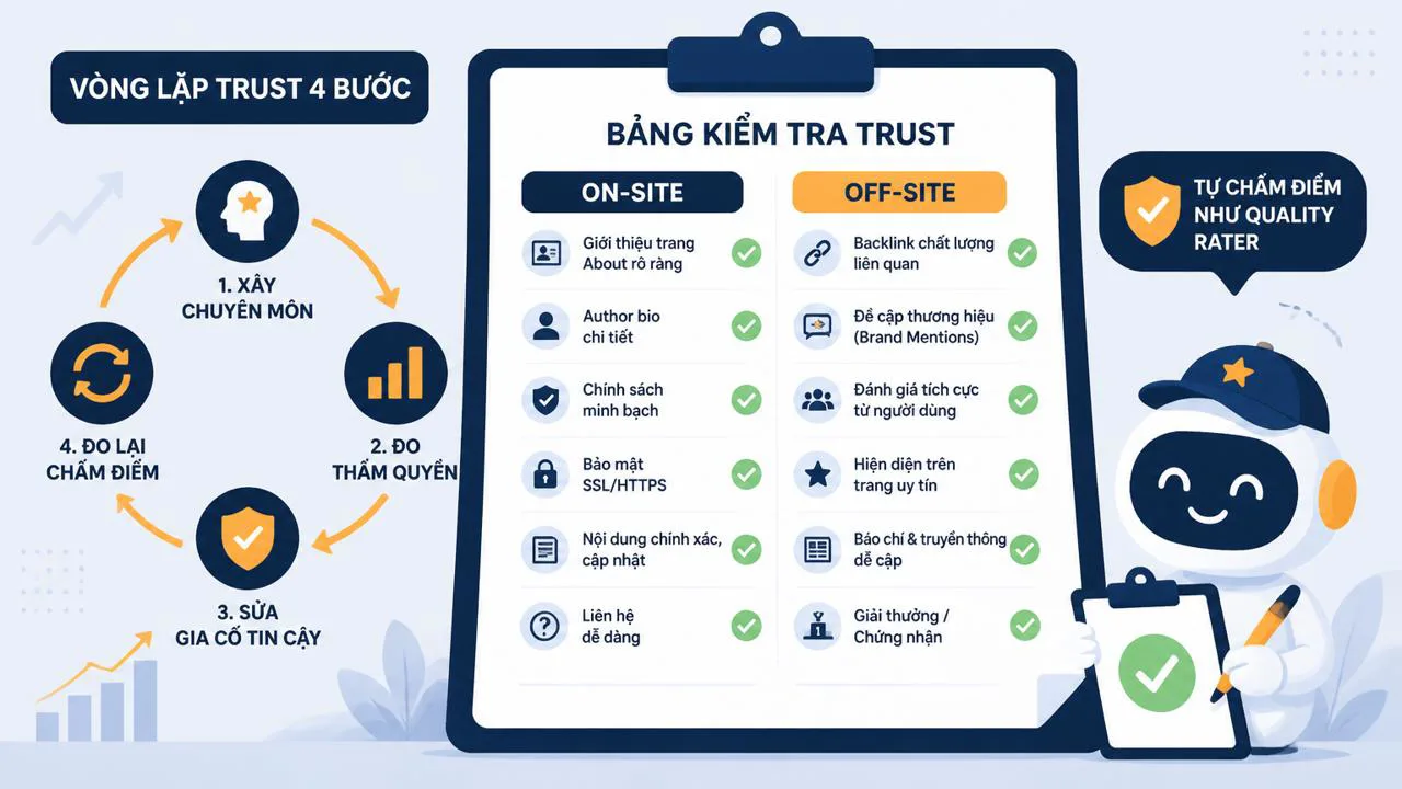 Bảng kiểm tra Trust on-site và off-site