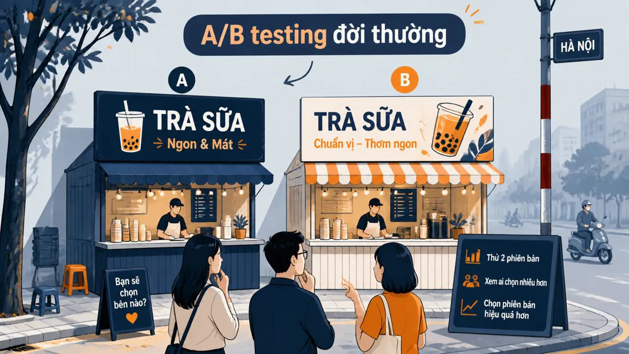 Quán trà sữa thử hai biển hiệu để xem biển nào hút khách hơn