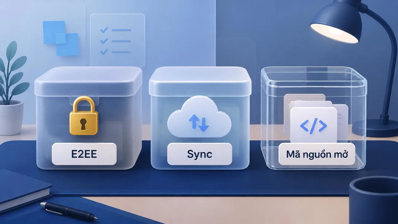 Ba đặc điểm cốt lõi của Joplin: E2EE, sync, mã nguồn mở