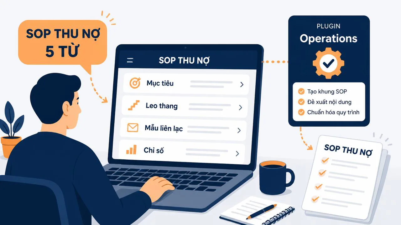 Người dùng gõ prompt ngắn để Claude tạo SOP thu nợ