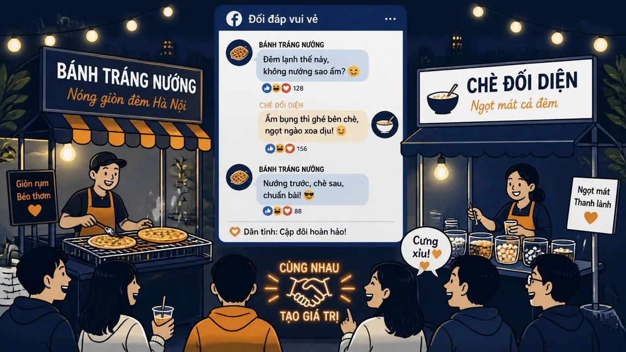 Hai sạp đồ ăn vặt đùa nhau trên mạng xã hội