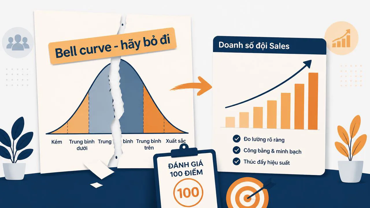 Minh họa đường cong hình chuông không còn phù hợp với đội sales