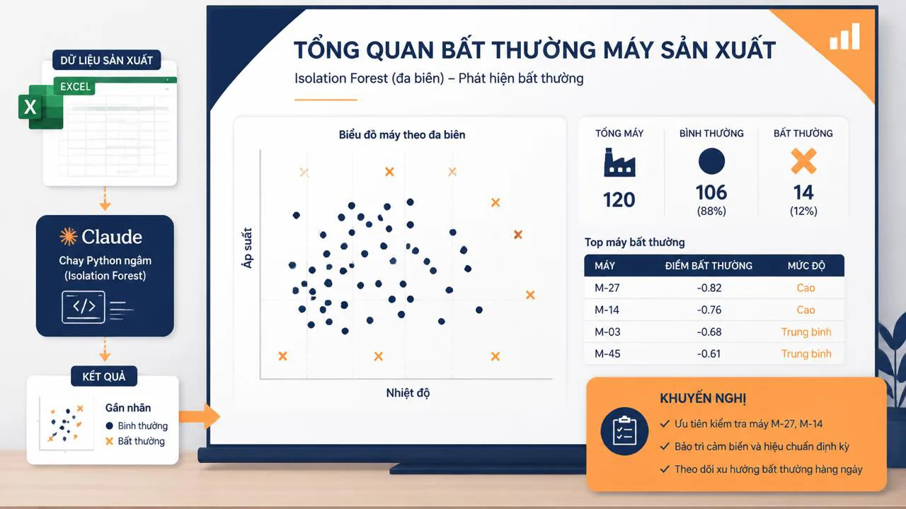 Slide executive summary về máy bất thường trong nhà máy