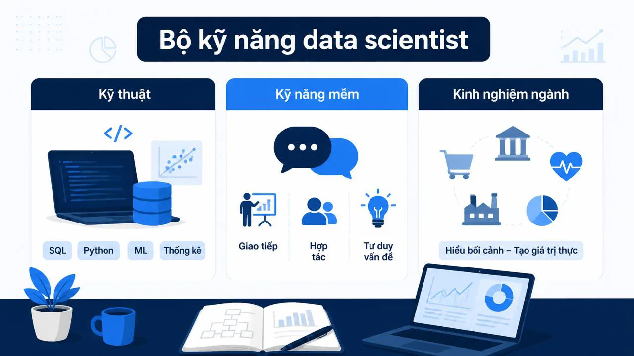 Ba cột kỹ năng cốt lõi của data scientist