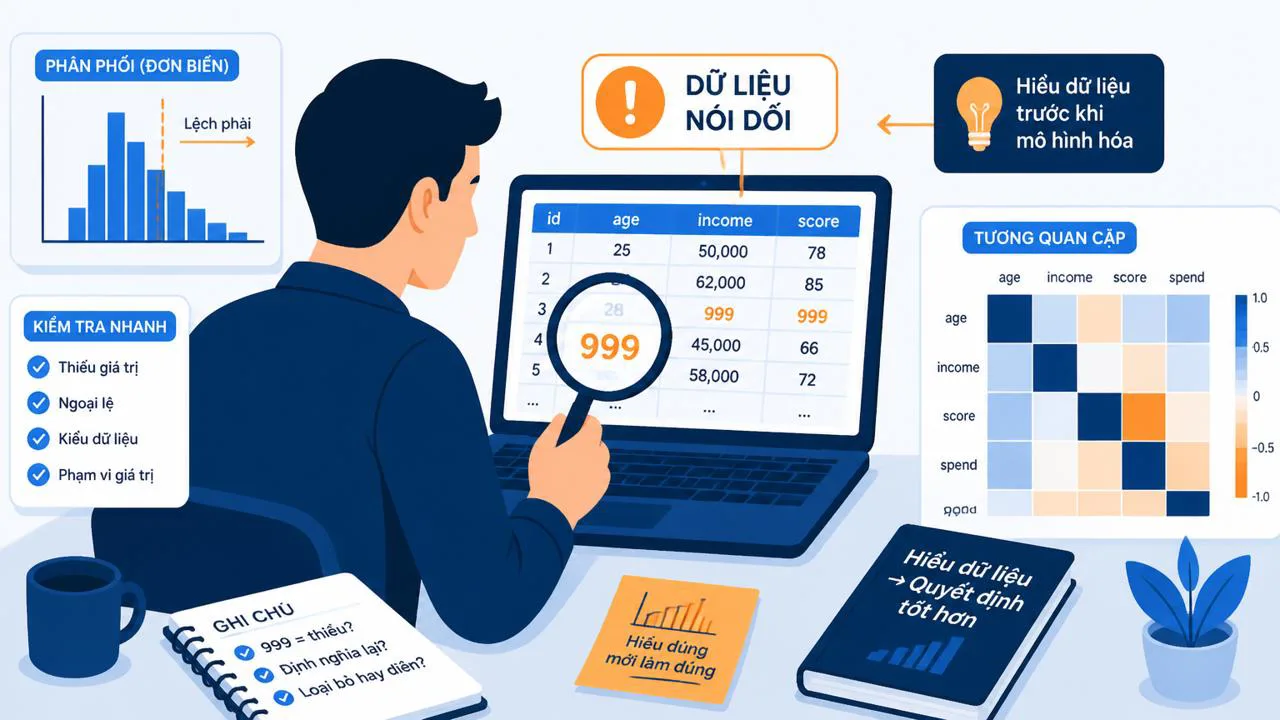 Người dùng đọc và kiểm tra bảng dữ liệu trước khi chạy mô hình