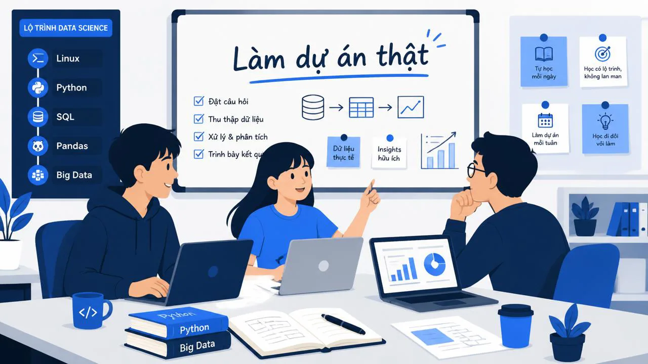 Nhóm sinh viên làm dự án cuối khoá data science