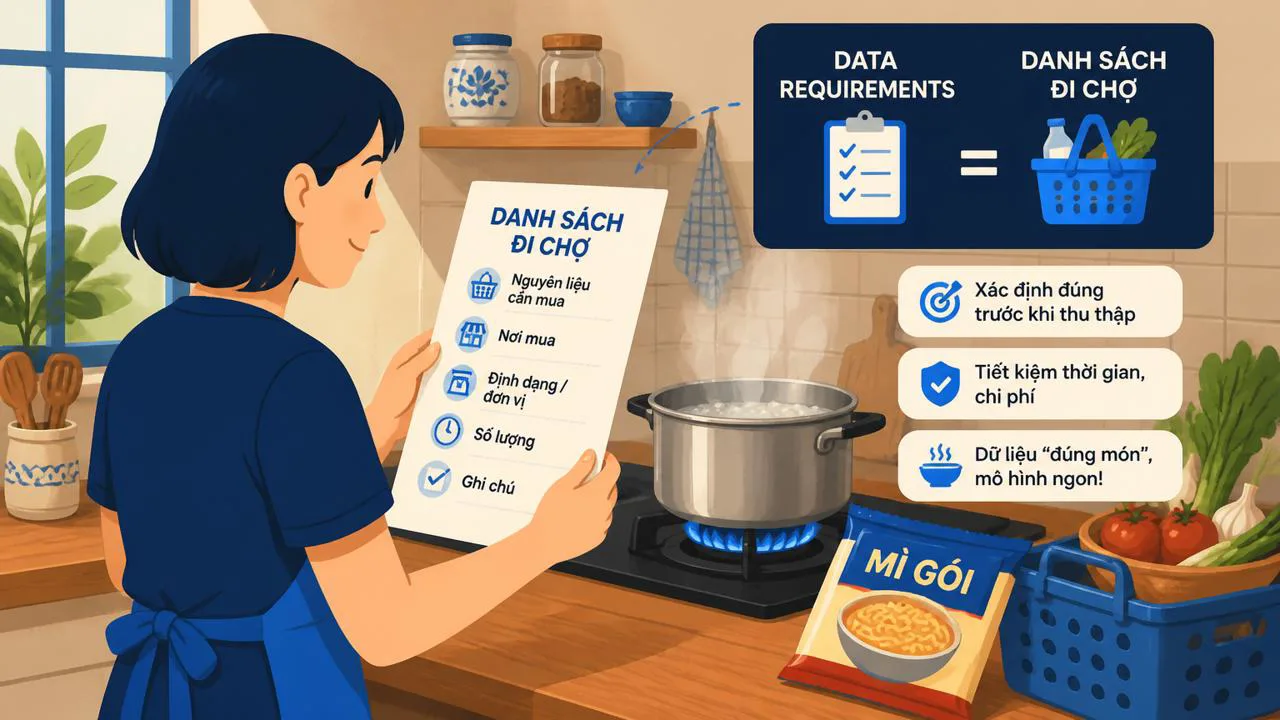 Hình ảnh minh họa người cầm danh sách đi chợ trước khi nấu ăn