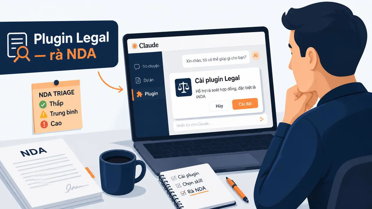 Người dùng cài Legal plugin trong Claude để rà hợp đồng NDA