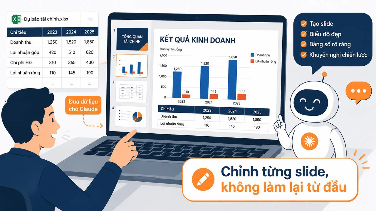 Chỉnh sửa từng slide sau khi nhận