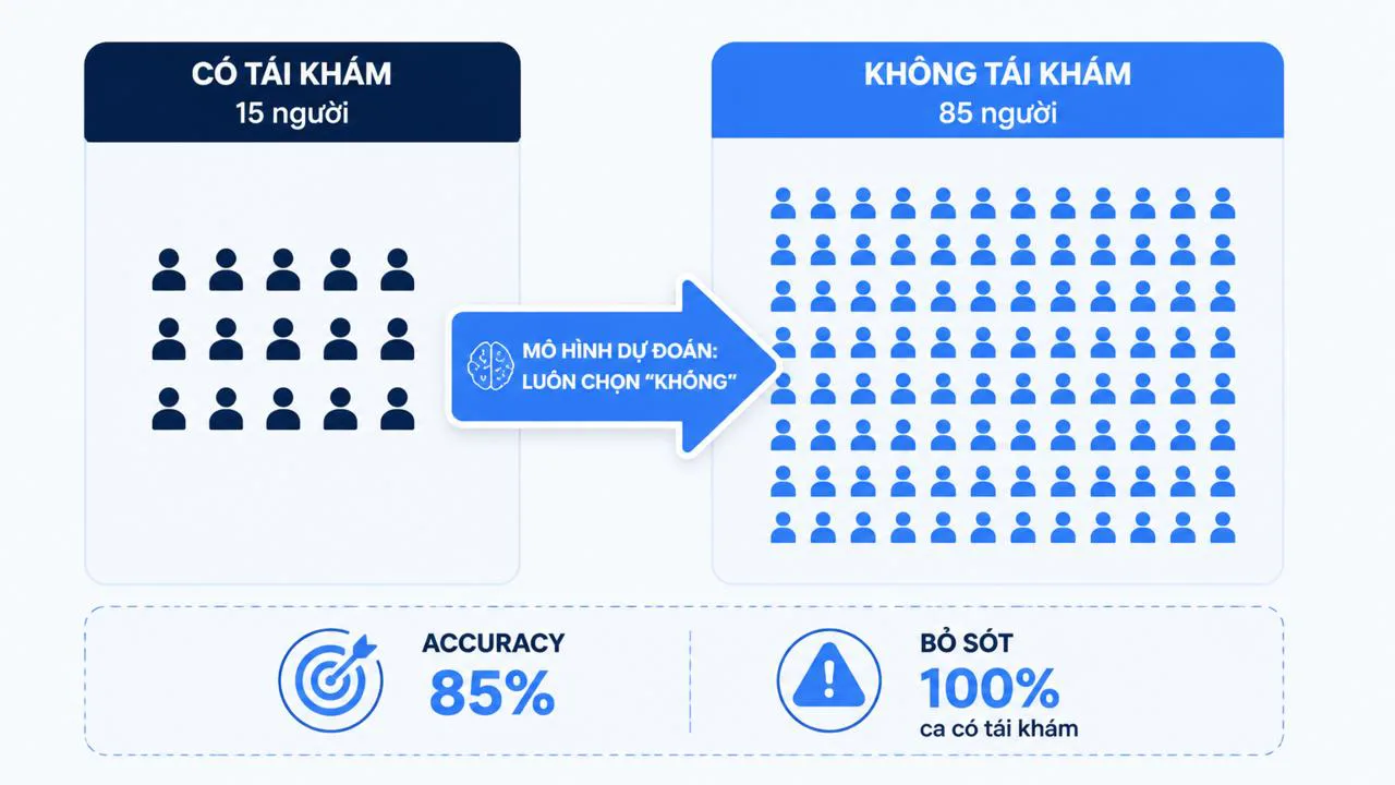 Sơ đồ minh họa accuracy 85% che giấu sensitivity 0