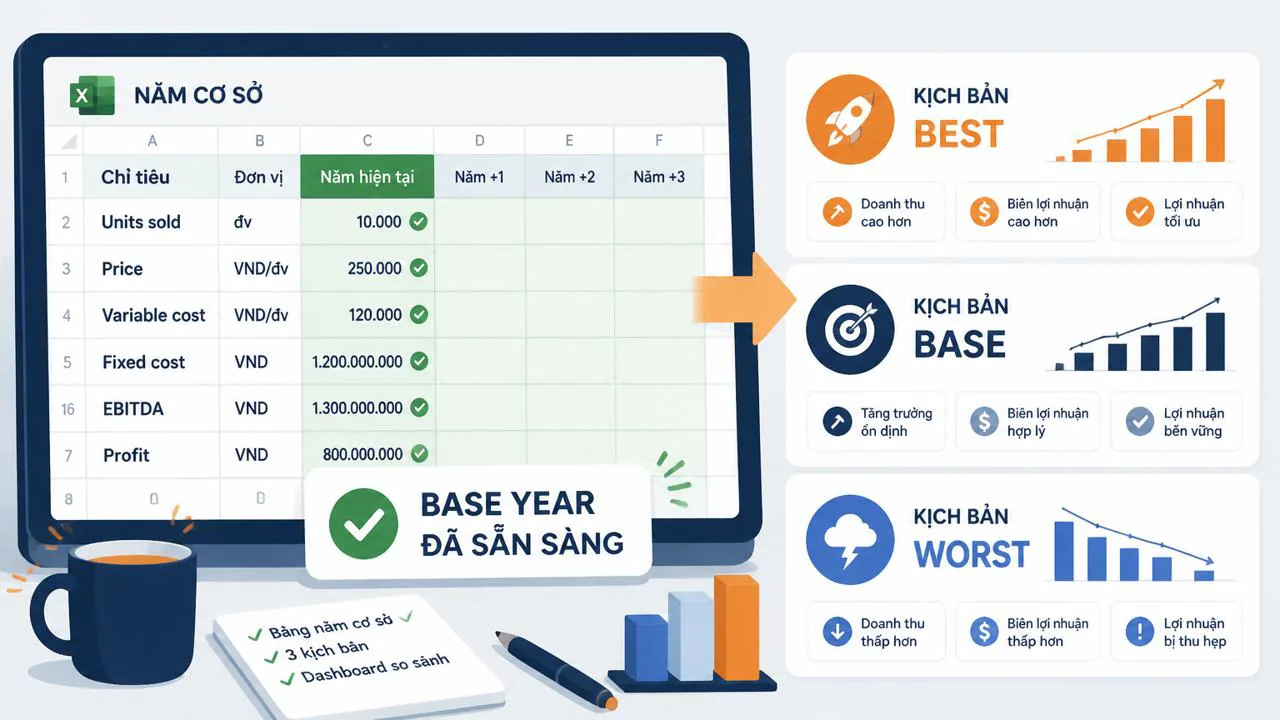 Bảng Excel năm cơ sở đã hoàn thiện