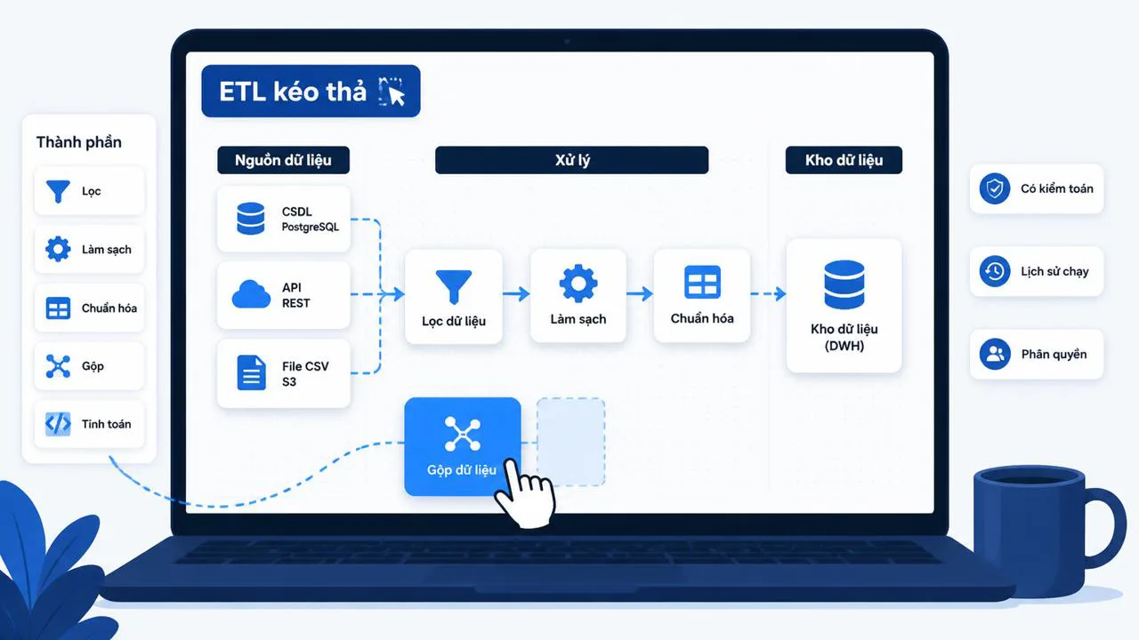 Sơ đồ ETL pipeline kéo thả
