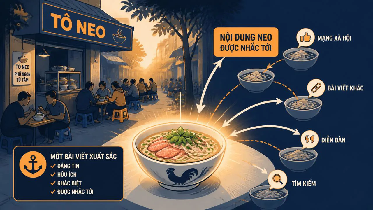 Quán phở đầu hẻm với một tô phở neo nổi bật