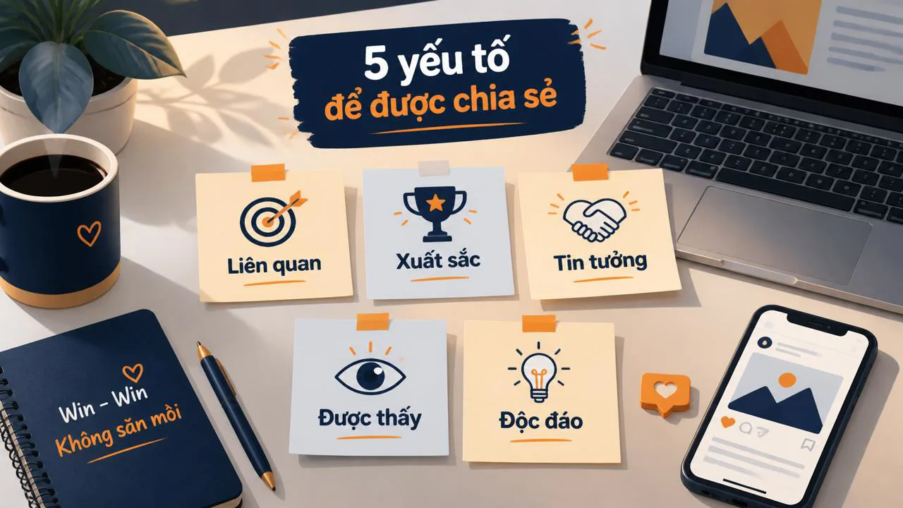 Năm yếu tố để influencer chia sẻ nội dung của bạn