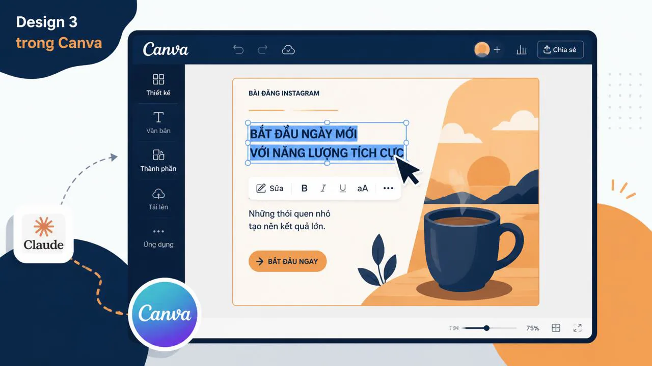 Minh họa chỉnh sửa trực tiếp trong Canva