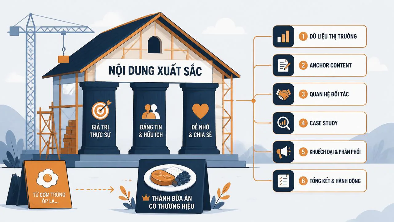 Sơ đồ ngôi nhà nội dung với cột trụ anchor content